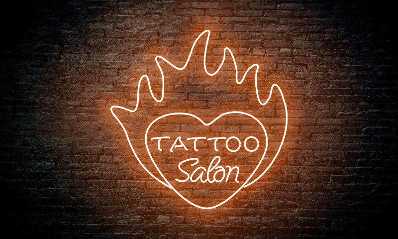 TATTOO LED Neon Sign "TATTOO salon in heart"