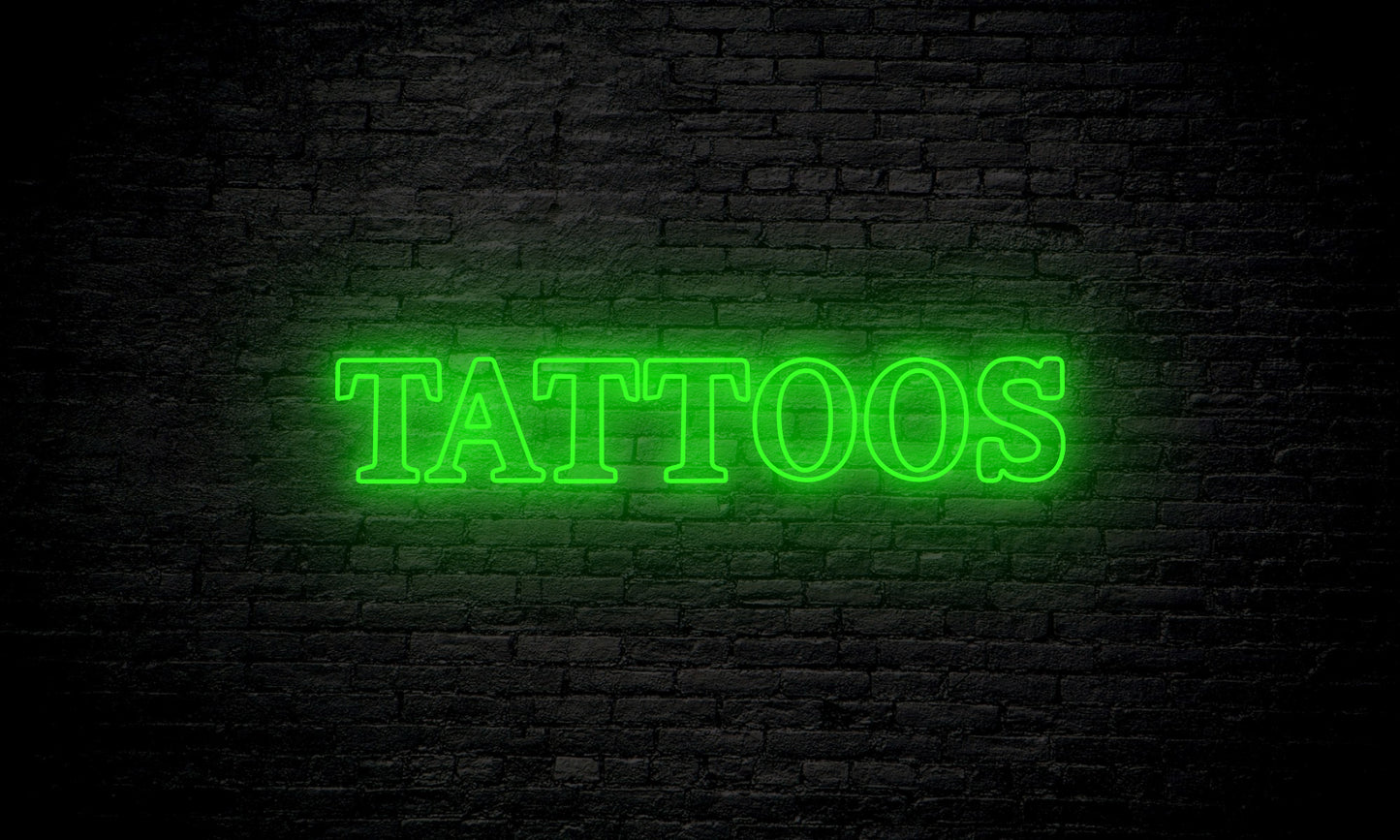 LED neon sign "TATTOOS" horizontal