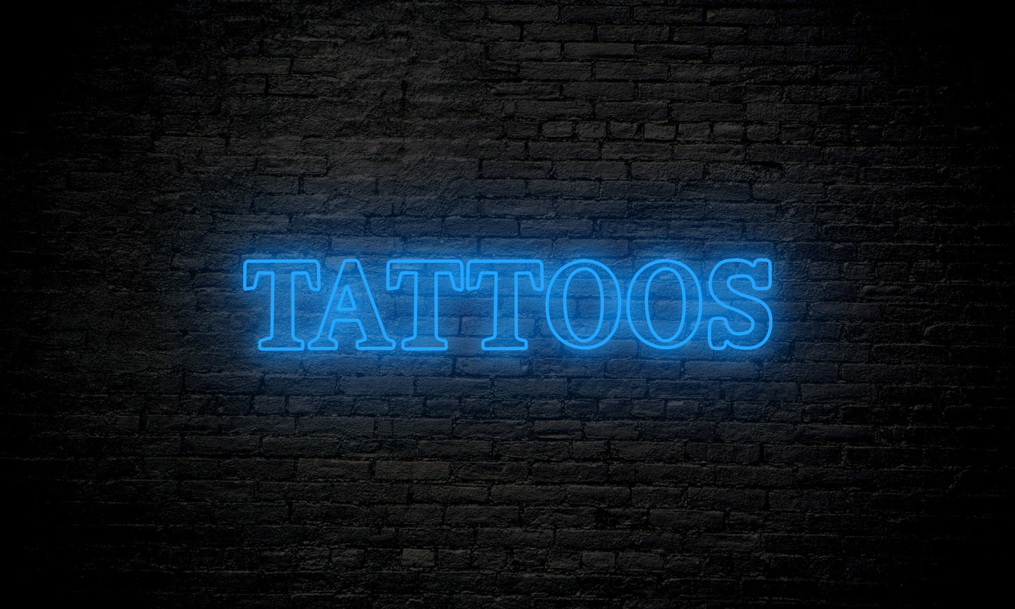 LED neon sign "TATTOOS" horizontal