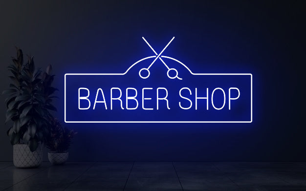 Barbershop Neon Sign with Scissors