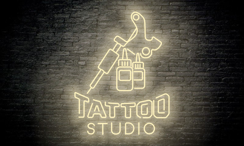 "TATTOO studio" with machine LED Neon Sign