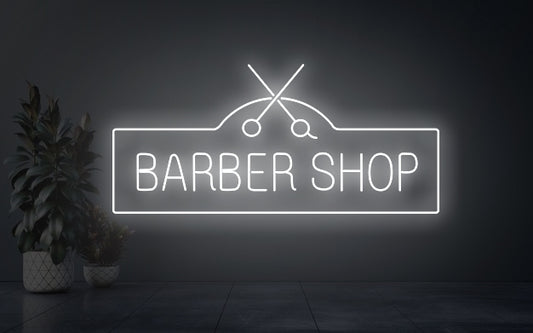 Barbershop Neon Sign with Scissors