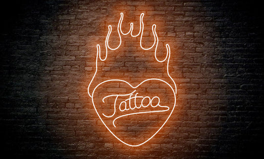 TATTOO LED Neon Sign "TATTOO in heart"