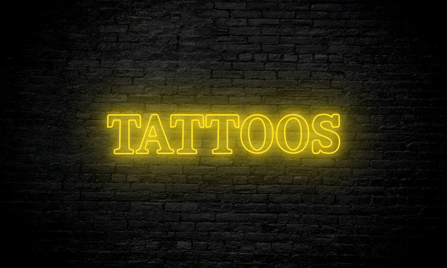 LED neon sign "TATTOOS" horizontal