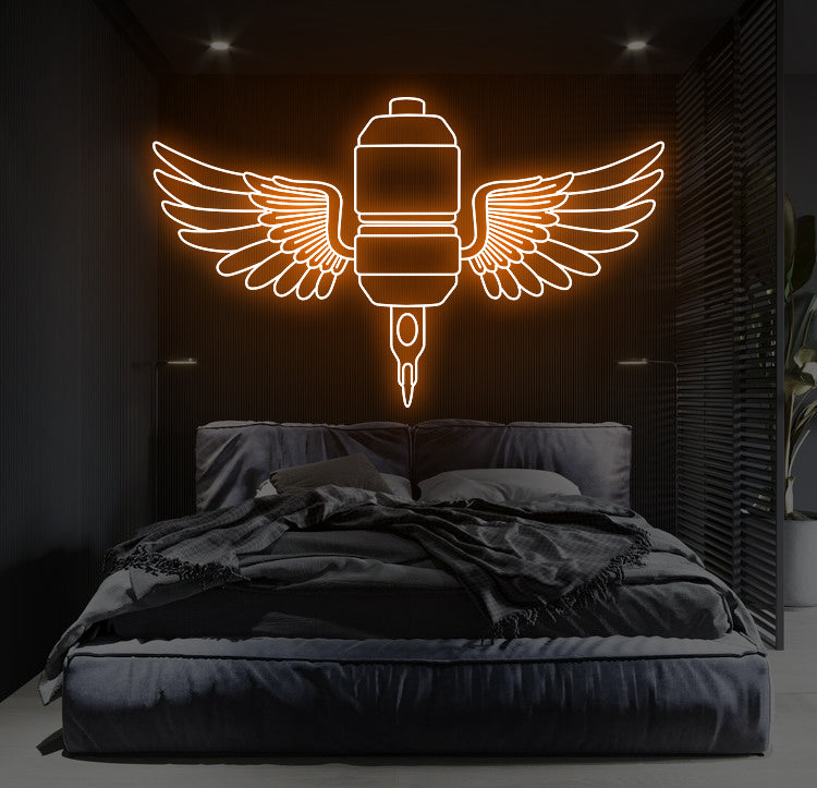 TATTOO LED Neon Sign "Winged machine"