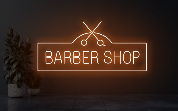 Barbershop Neon Sign with Scissors