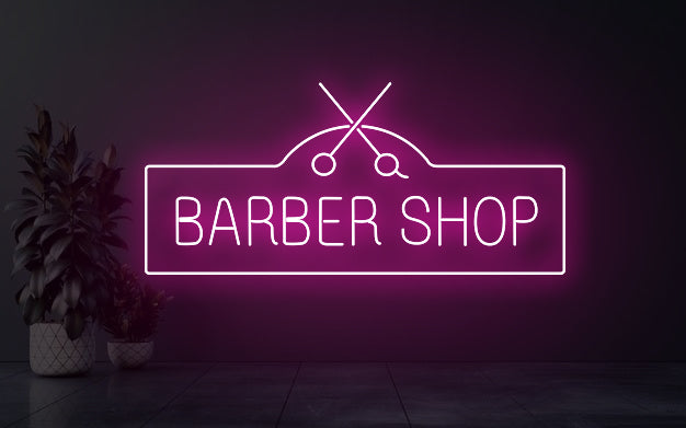 Barbershop Neon Sign with Scissors