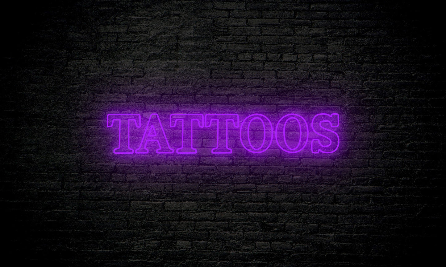 LED neon sign "TATTOOS" horizontal