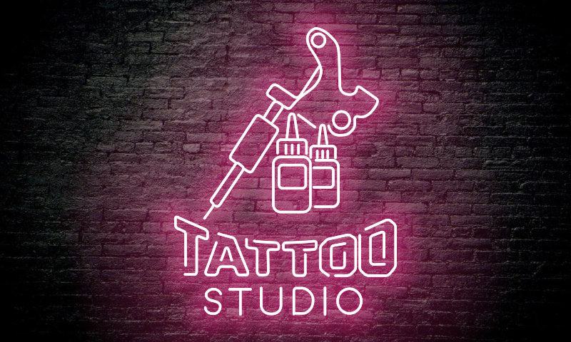 "TATTOO studio" with machine LED Neon Sign