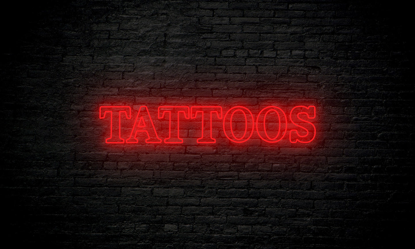 LED neon sign "TATTOOS" horizontal