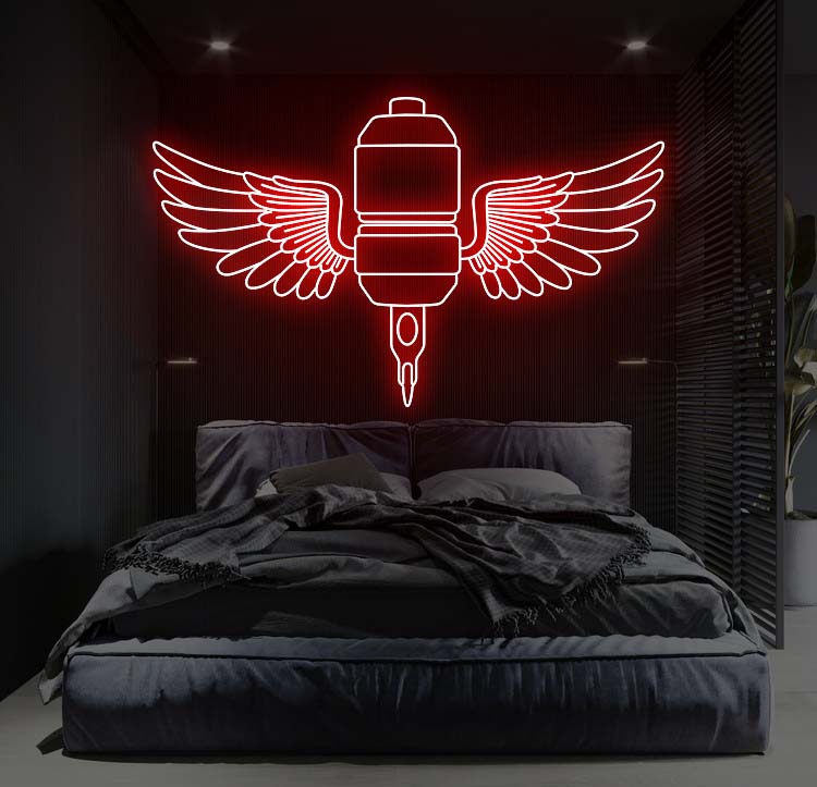 TATTOO LED Neon Sign "Winged machine"