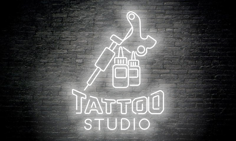 "TATTOO studio" with machine LED Neon Sign