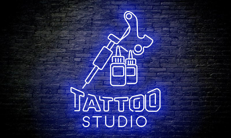 "TATTOO studio" with machine LED Neon Sign