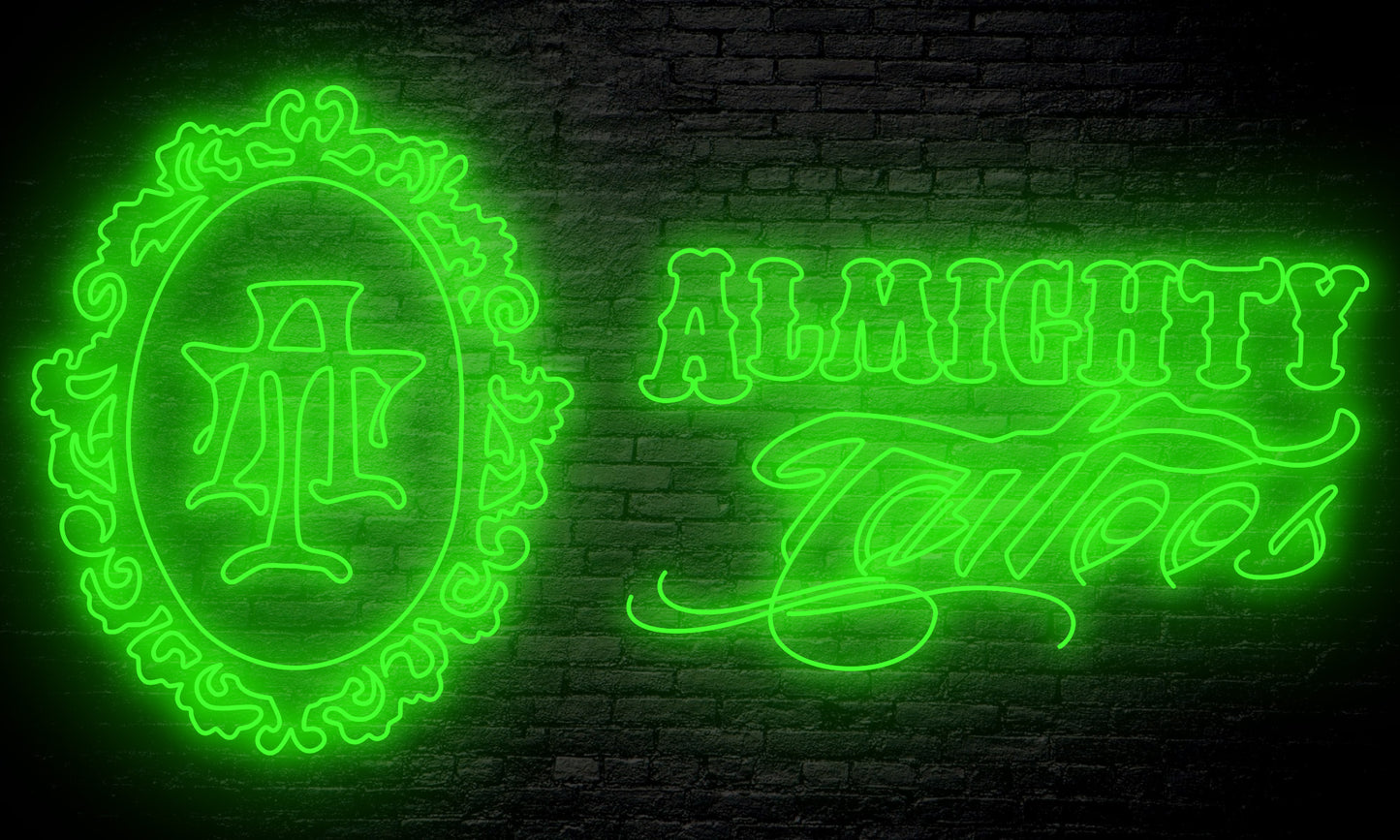 2 Custom LED neon signs for @almighty_tattoos_lynn