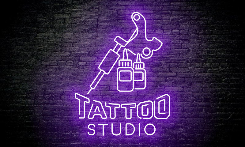 "TATTOO studio" with machine LED Neon Sign