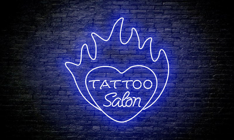 TATTOO LED Neon Sign "TATTOO salon in heart"