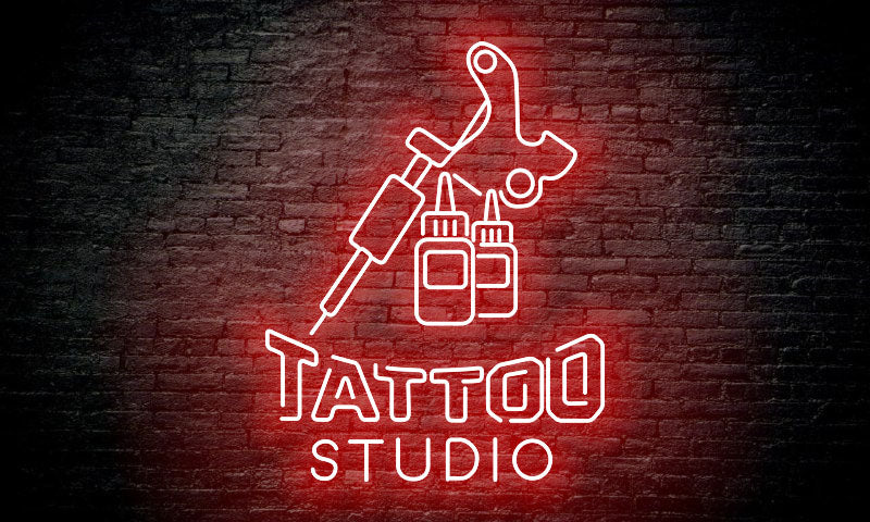 "TATTOO studio" with machine LED Neon Sign