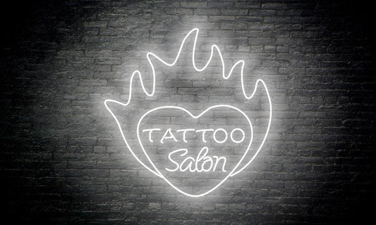 TATTOO LED Neon Sign "TATTOO salon in heart"